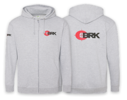 BRK Brocock zip-front hoodie sweatshirt in grey